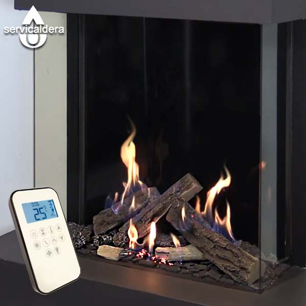 Instalador de chimeneas de gas con llama realista regulable por mando a distancia y App